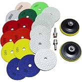16 Packs Dry Diamond Polishing Pads Set for Marble Quartz Concrete Stones | 4 Inch Dry/Wet Granite Tile Bufffing Pad - High Temperature Resistance Sanding Kit for Grinder Polisher Drill