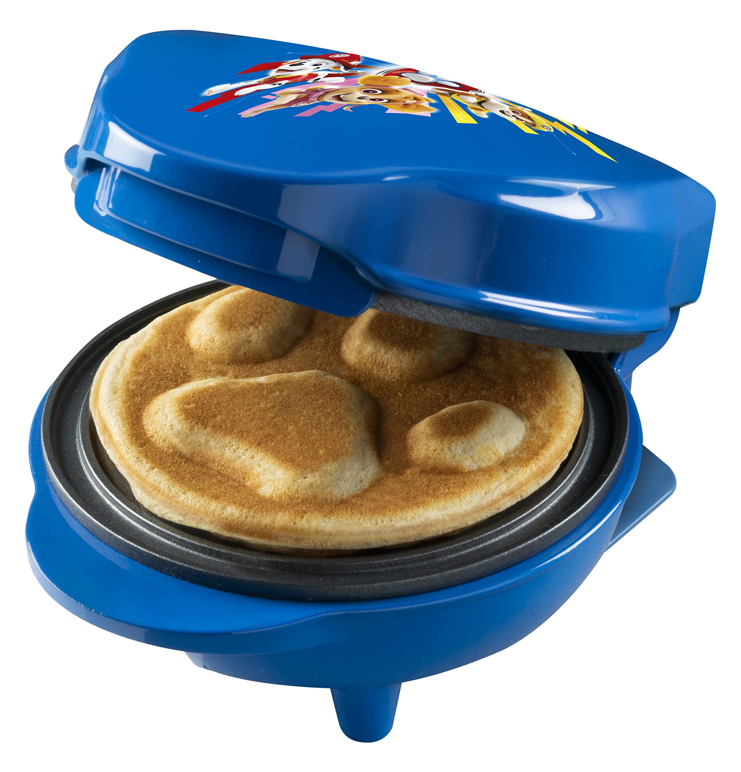 Mini-Waffeleisen im einzigartigen Paw Patrol Design, für Kindergeburtstage, Ostern & Weihnachten, inkl. Backampel, Waffelgröße: Ø 10cm, offizielles Lizenzprodukt, Farbe: Blau