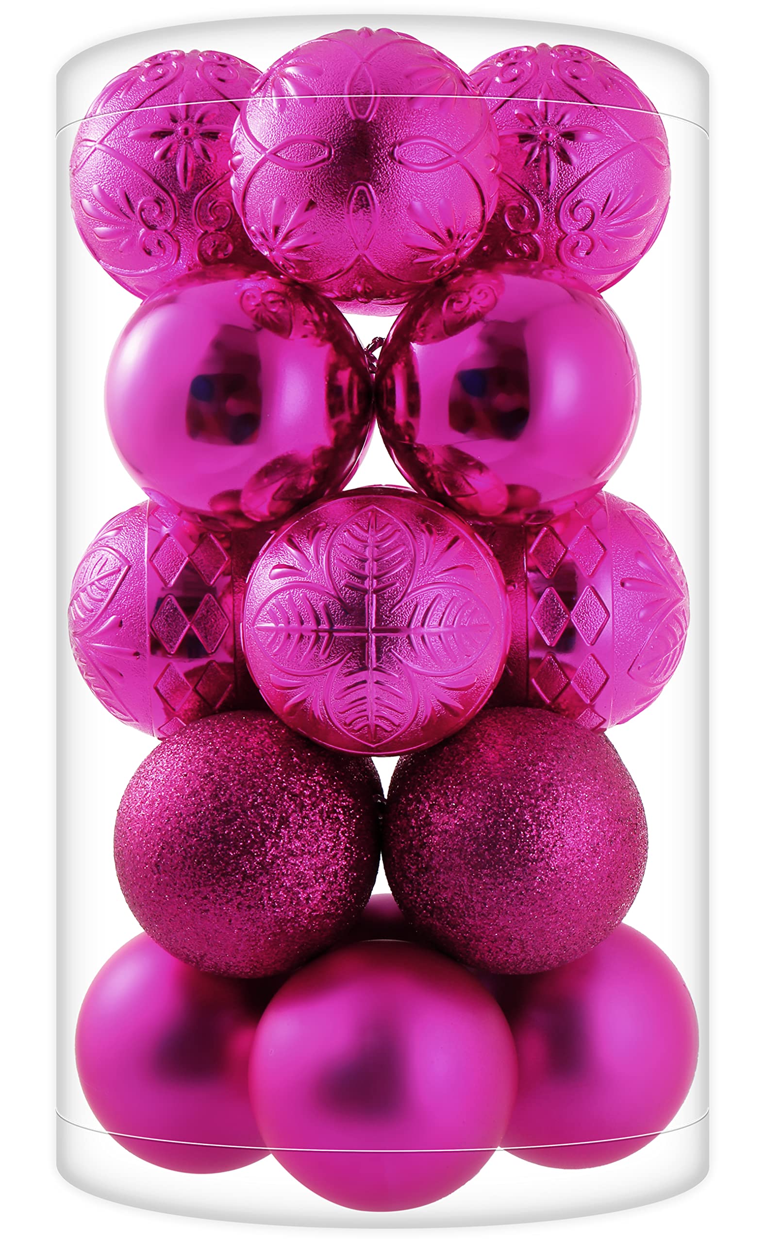 Photo 1 of 20ct Fuchsia Pink Christmas Ball Ornaments Shatterproof Plastic Christmas Tree Decorations for Xmas Party Home Office Holiday Decor -Large Size (3.15", 80mm)