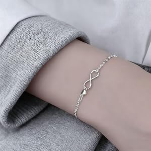 925 Sterling Silver Heart Charm Bracelet, Layered Chain Jewelry for Women and Teens, Daily Gift Design
