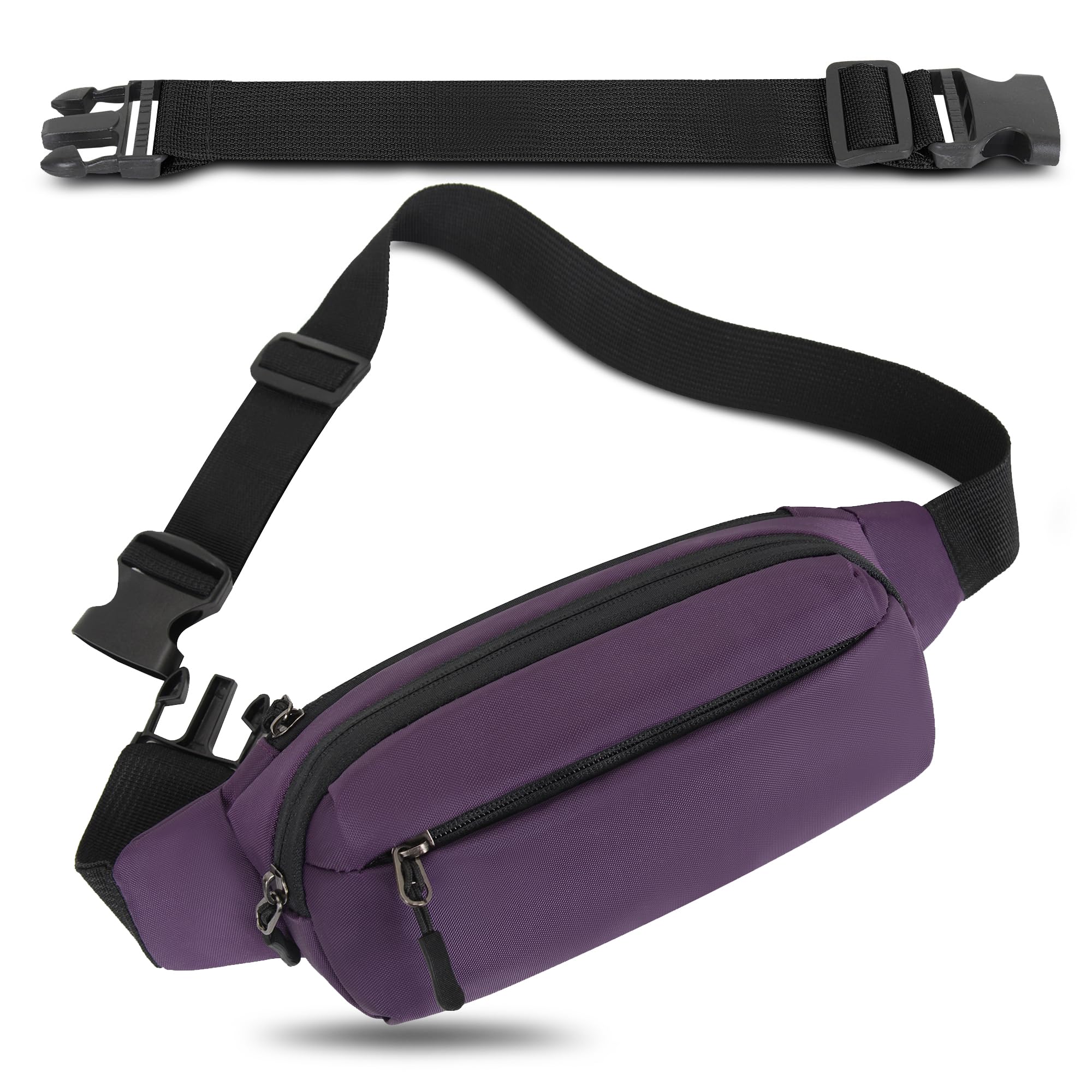 IHIGOGOFA Bumbags Waist Fanny Pack Fashion Bum Bag with 30cm Extended Belt for Dog Walking Climbing Hiking Travel Cycling Girls Ladies Men Women (Purple)