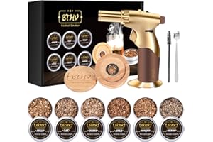 BTHW Cocktail Smoker Kit with Torch for Whisky Bourbon Cocktail, 6 Kinds of Wood Smoked Chips, Old Fashioned Smoker Kit Birthday Gifts for Boyfriend Husband Father (No Butane)