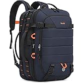 Tolaccea Carry on Travel Backpack, TSA Friendly Flight Approved Laptop Backpack Duffle Bag for Men Women with Dual Laptop Storage for 17.3", Expandable Business Rucksack 40L-50L Large - Blue