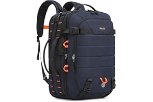 Tolaccea Carry on Travel Backpack, TSA Friendly Flight Approved Laptop Backpack Duffle Bag for Men Women with Dual Laptop Storage for 17.3", Expandable Business Rucksack 40L-50L Large - Blue