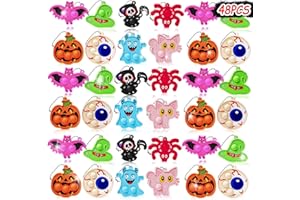 SDATOY 48Pcs Halloween Party Favors, Fidget Toys Bulk Mini Pop Bubbles with Keychain, School Classroom Prizes Box Fidgets Toys for Kids Toddlers Adult, Goodie Bag Stuffers, Treasure Chest box, Halloween Toys