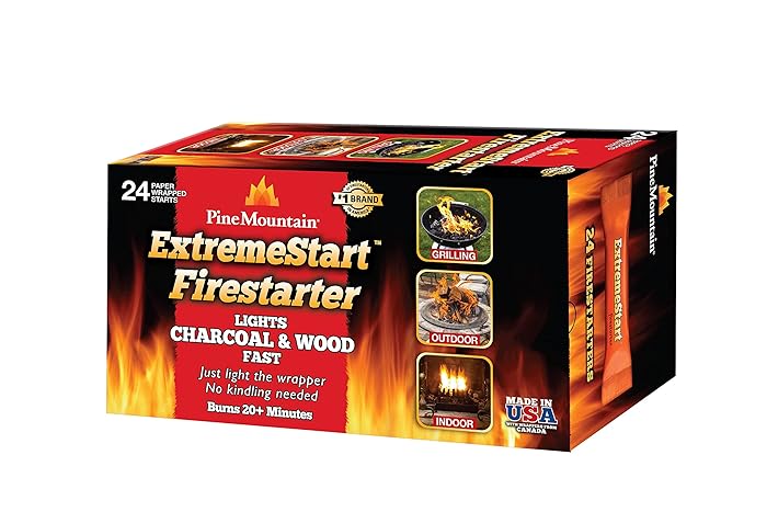 Pine Mountain ExtremeStart Wrapped Fire Starters, 24 Starts Firestarter Wood Fire Log for Campfire, Fireplace, Wood Stove, Fire Pit, Indoor & Outdoor Use