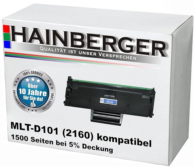 Hainberger Toner, schwarz 1500 Seiten bei 5% Deckung, kompatibel für Samsung MLT-D101S/ELS für Samsung ML2160, ML2165, ML2165