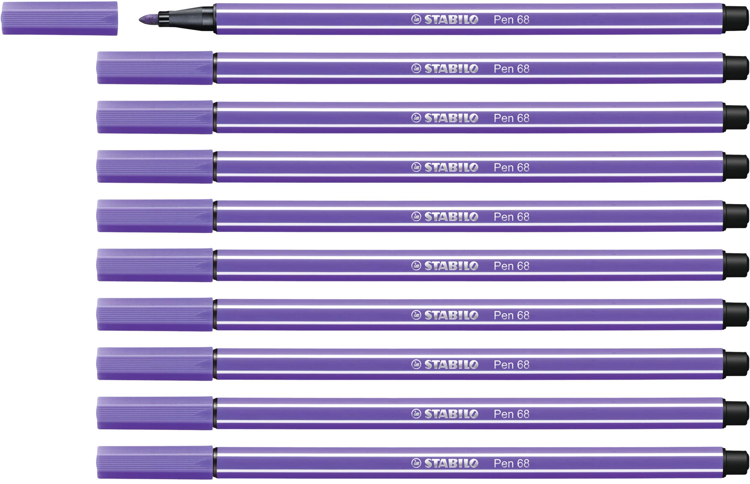 STABILO Pen 68 - Premium Fibre-Tip Pen - Pack of 10 - Violet
