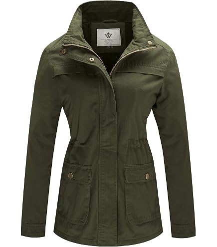 WenVen Women's Lightweight Casual Cotton Military Jacket Anorak