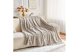 Deamsure Throw Blanket for Couch Linen 3D Bubble Fleece Soft Lightweight Fuzzy Cozy Blankets for Sofa, Women, Girls, All Seas