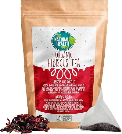 The Natural Health Market Organic Hibiscus Tea Bags 100 Count UK Made