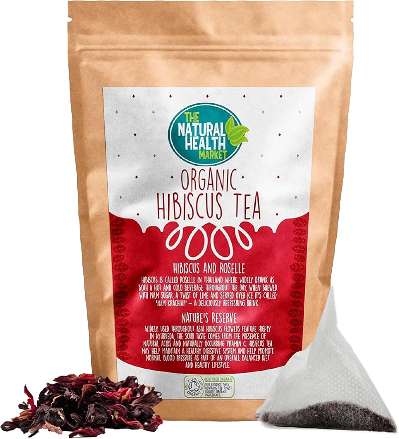 The Natural Health Market Organic Hibiscus Tea Bags 100 Count UK Made