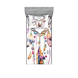 Ambesonne Feather Fitted Sheet & Pillow Sham