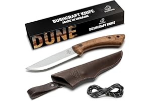 BeaverCraft Bushcraft Knife Full Tang Carbon Steel with Leather Sheath – Camping Bush Knife Fixed Blade – Outdoor Bushcraft K