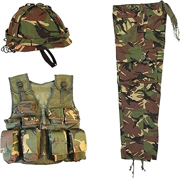 Tenue camouflage pour enfants, casque, gilet d'assaut et pantalon Ensemble  cadeau pour enfant Motif camouflage militaire (39) (3–4 ans): Amazon.fr:  Jeux et Jouets