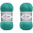 Alize Diva Hand Knitting Yarn - 100% Microfiber Acrylic With Silk Effect - Crochet Art Lace Craft - 2 Skeins, 200gr, 767 Yds (610-Jade)