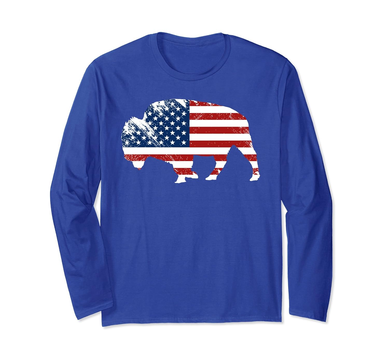 American Flag Patriotic Bison July 4th Gift LongSleeve Shirt-anz