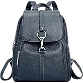 BOYATU Genuine Leather Backpack Purse for Women: Fashion Soft BackPacks Bag - Anti theft Travel Shoulder Handbag (Blue)