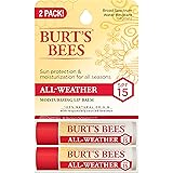Burt's Bees 100% Natural All-Weather SPF15 Moisturizing Lip Balm, Water Resistant - 2 Tubes