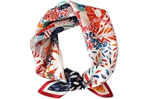 kcctoo 27.5" Mulberry Silk Feeling Head Scarf Women's Fashion Square Neck Satin Scarfs for Bag Hair Scarves Gift