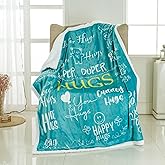 Piwaka Hug Blanket for Women - Get Well Gifts for Comfort & Care, Cozy Soft Flannel Fleece Throw, Surgery Recovery, Thinking of You, Cancer Care, Get Well Soon Gift - Coral Blue (Sherpa Teal)