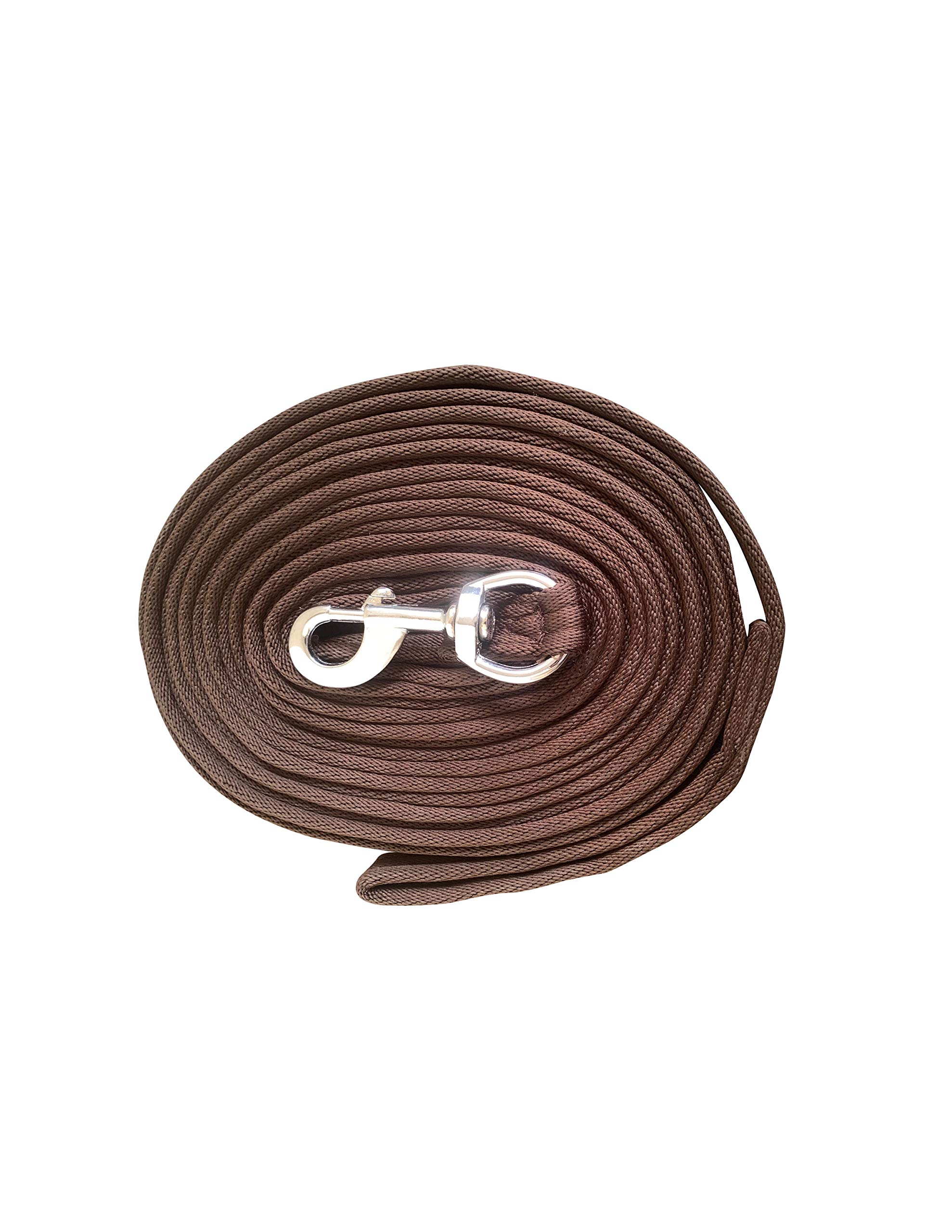 Avon Equine Nylon Dog and Horse Lunging Reins 1 inch Wide Soft Training Leash Aid Lung Line Lunging Rope (Brown, 8 Mtr)