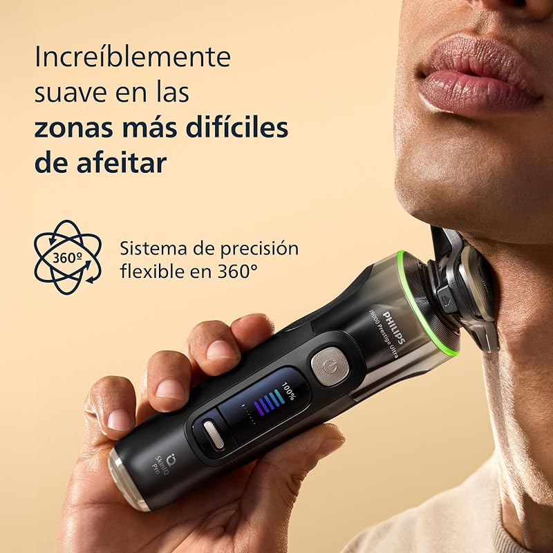 i9000 Prestige Ultra, Afeitadora Eléctrica Hombre, Máquina de Afeitar Barba en Seco y Mojado, Tecnología SkinIQ Pro, Base de Carga, Recargable, Estuche Premium, Centro de limpieza, XP9405/31
