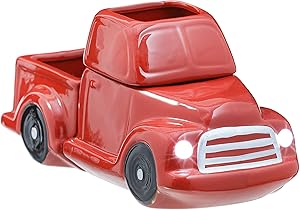 JULIE ANN HOME Ceramic Candle Wax Warmer, Vintage Red Truck with Safety Timer | Automatic Plug in Fragrance Warmer for Scented Wax Melts, Cubes, Tarts | Retro Farmhouse Holiday Air Freshener Set