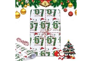 67 Meme Christmas Wrapping Paper, 67 Wrapping Paper Christmas, 6 7 Meme Christmas Paper Gift Wrap for Xmas Presents (White)