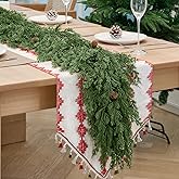 1 Pack 6FT Christmas Artificial Cedar Garland with Pine Cones,Real Touch Greenery Cypress Garland,Realistic Faux Cedar Garlands for Xmas Table Mantle Wall Room Outdoor Indoor Decoration