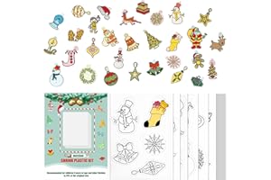 Warckon 24Pcs Christmas Shrink Plastic Kit Include 12Pcs Pre-Printed Christmas Shrinky Plastic Paper and 12Pcs Blank Shrinky Plastic Sheets for Halloween Kids Creative Craft