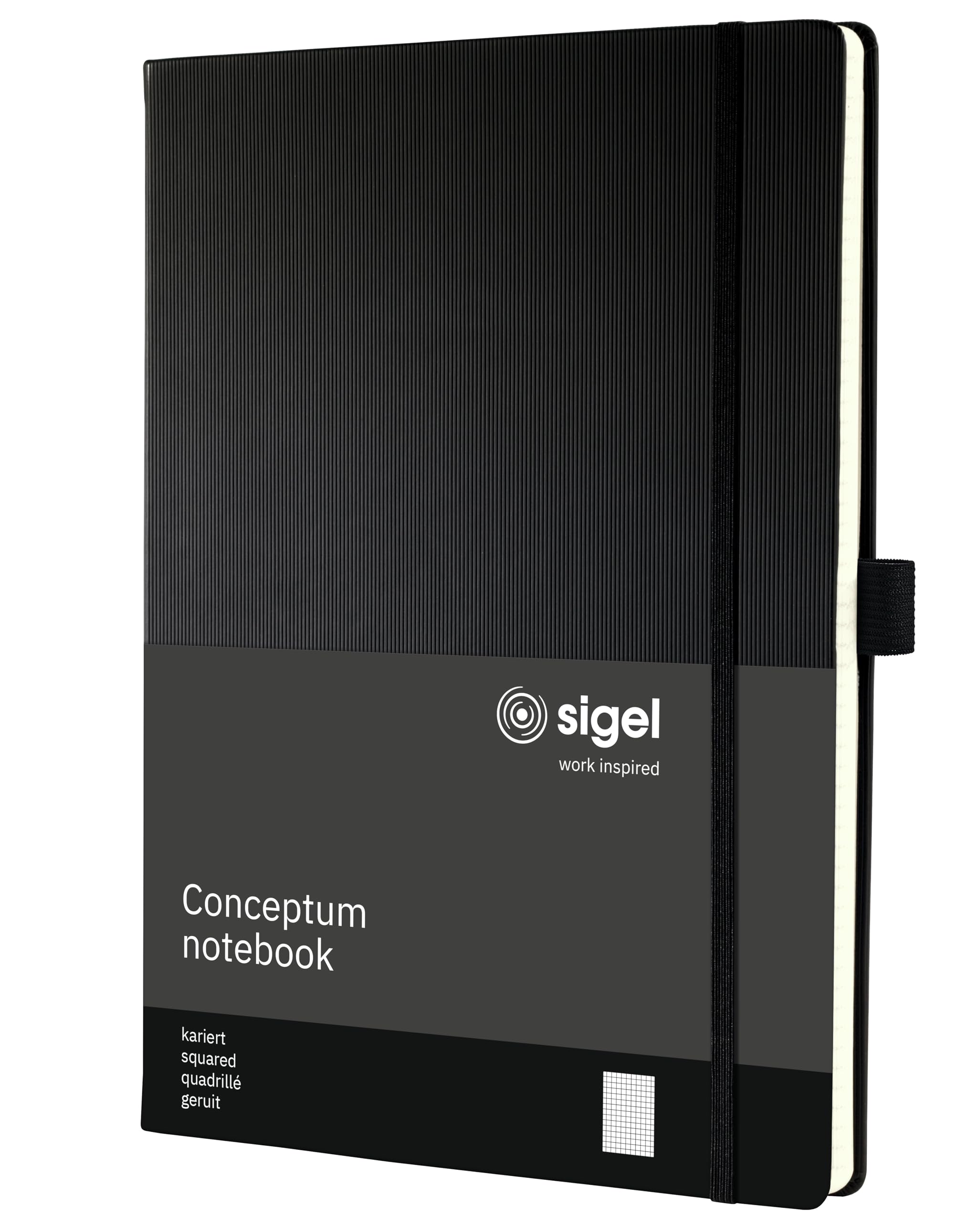 SIGEL CO115 Premium Notebook squaRed, A4+, hardcover, Black - Conceptum