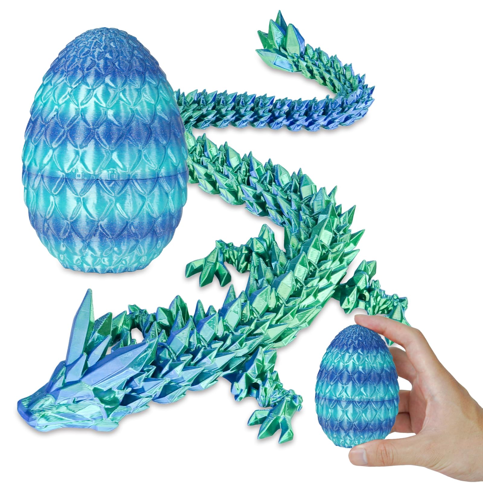 Surprise Dragon Egg with Dragon Inside – Gifts for Kids and Adults, 3D Printed Fidget Toy, Ideal for Christmas, Easter, Birthdays, Fun Desk Décor and Stress Relief(Sea Blue, Small) — image 1