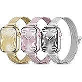 3 Pack Slim Metal Loop Compatible with Apple Watch Band 42mm 41mm 40mm 38mm 46mm 45mm 44mm 49mm Women Men, Thin Stainless Steel Magnetic Strap for iWatch Bands Series 11 10 9 8 SE 7 6 5 4 3 Ultra