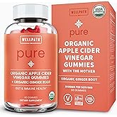 WellPath Organic Apple Cider Vinegar Gummies with The Mother - USDA Organic ACV Gummies - Ginger & Apple Cider Vinegar with Mother for Gut Health - Vegan, Non-GMO, 60 Ct