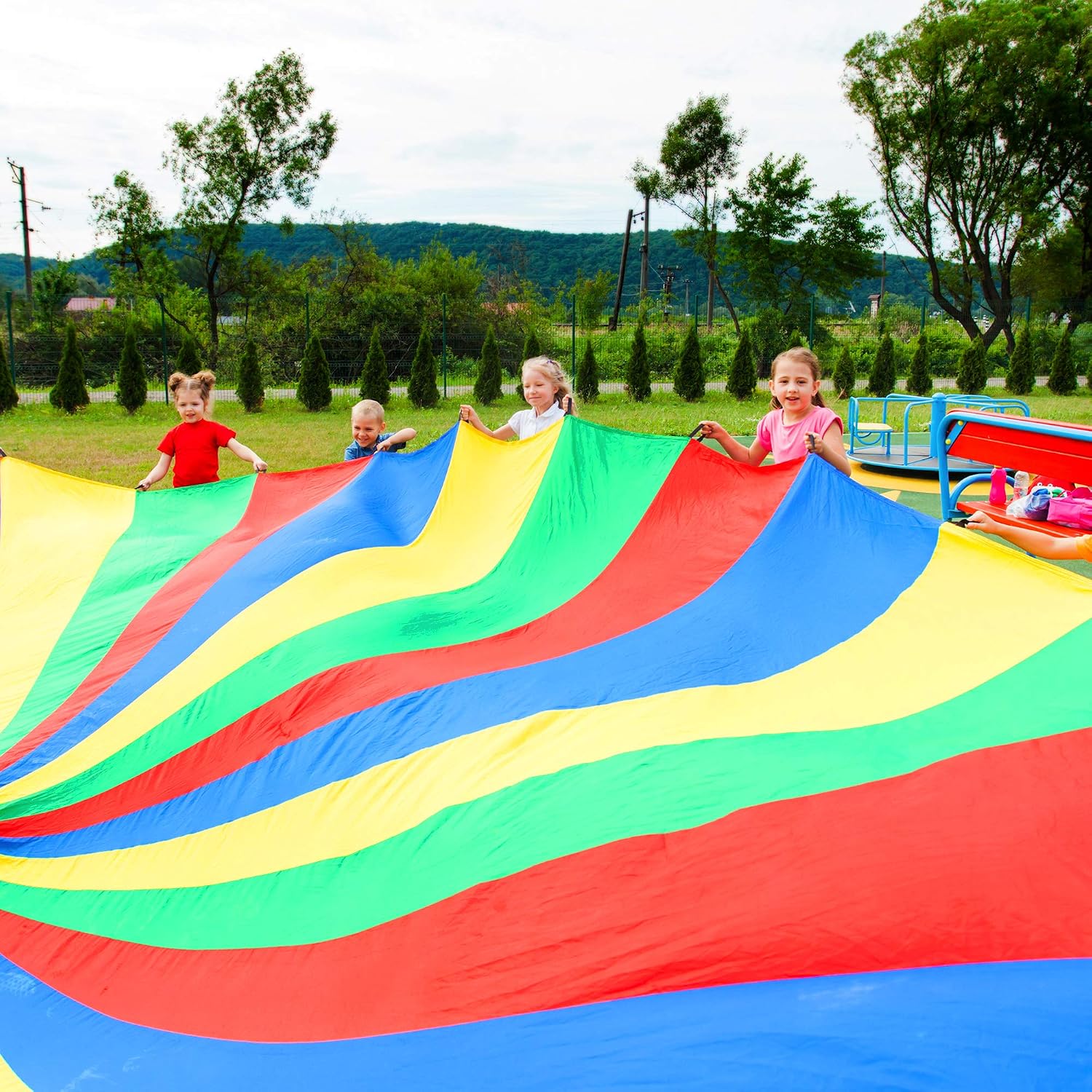 THE TWIDDLERS 20ft Giant Play Parachute with 24 Handles & Storage Bag (6m) - Image 4