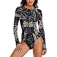 YATEEN Womens Athletic Training Swimsuit Long Sleeve Rashguard