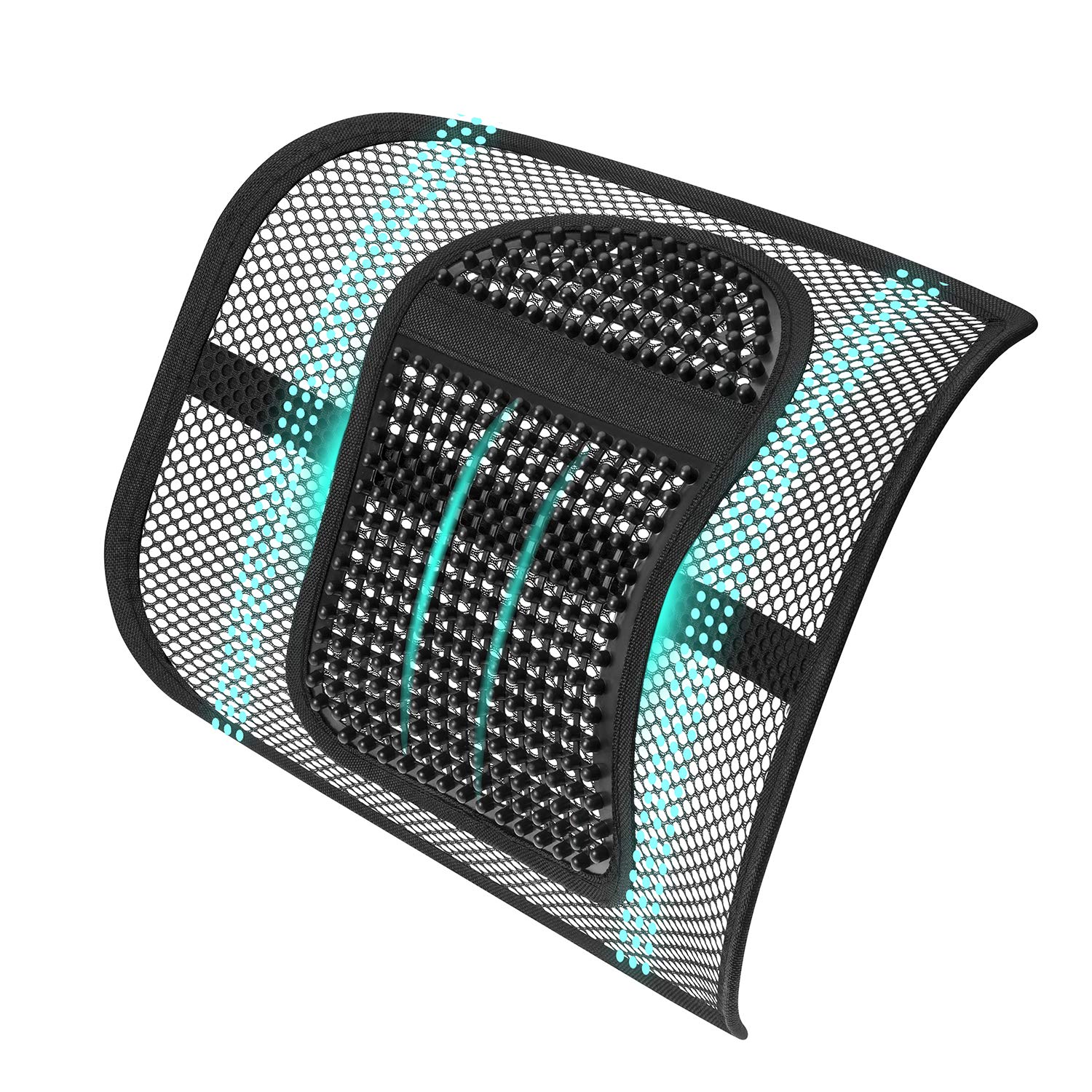 ASTOTSELL Lumbar Support for Office Chair, Mesh Back Support with Massage Beads for Car Seat, Breathable Ergonomic Lower Back Cushion for Computer Chair, Home, Desk, and Driving - Black