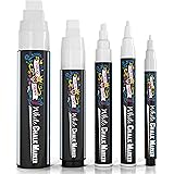 CHALKY CROWN 5pc White Chalk Markers - Non-Toxic Liquid Chalkboard Markers, White Liquid Chalk Marker for Windows, Glass - 1,