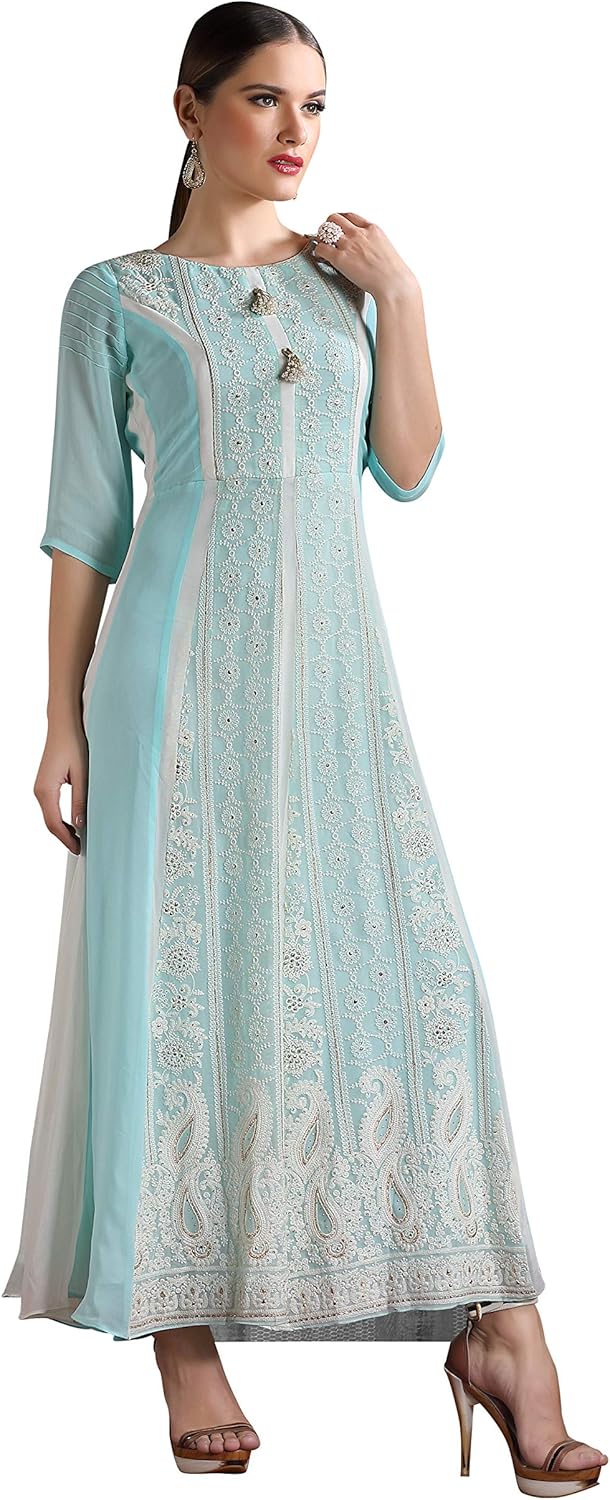 chikankari long dress