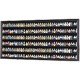 DisplayGifts Toy Minifigures Miniatures Display Case Frame Wall Cabinet Stand 200 Toys Dust Protection Black