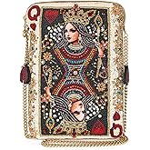 Mary Frances The Queen Beaded Mini Crossbody Bag – Novelty Evening Clutch with Removable Chain Strap for Travel, Weddings, Parties – Multicolor