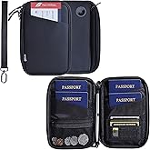 family passport holder for 4 black passport wallet for travel passport cover rfid blocking for women waterproof wallet with zipper airtag passport case for men multiple passport bag