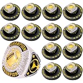 daijbling 12 Pcs Football Championship Ring Sport Ball Trophy Award Gift with Display Neck Chain and Stand for Tournament or League Champion Winner