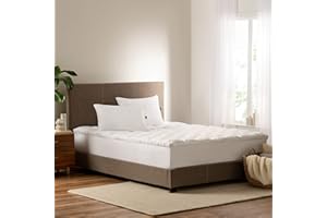 SERTA Down Illusion Soft Hypoallergenic 2 inch Pillowtop Simple Fit Mattress Topper, Queen, White
