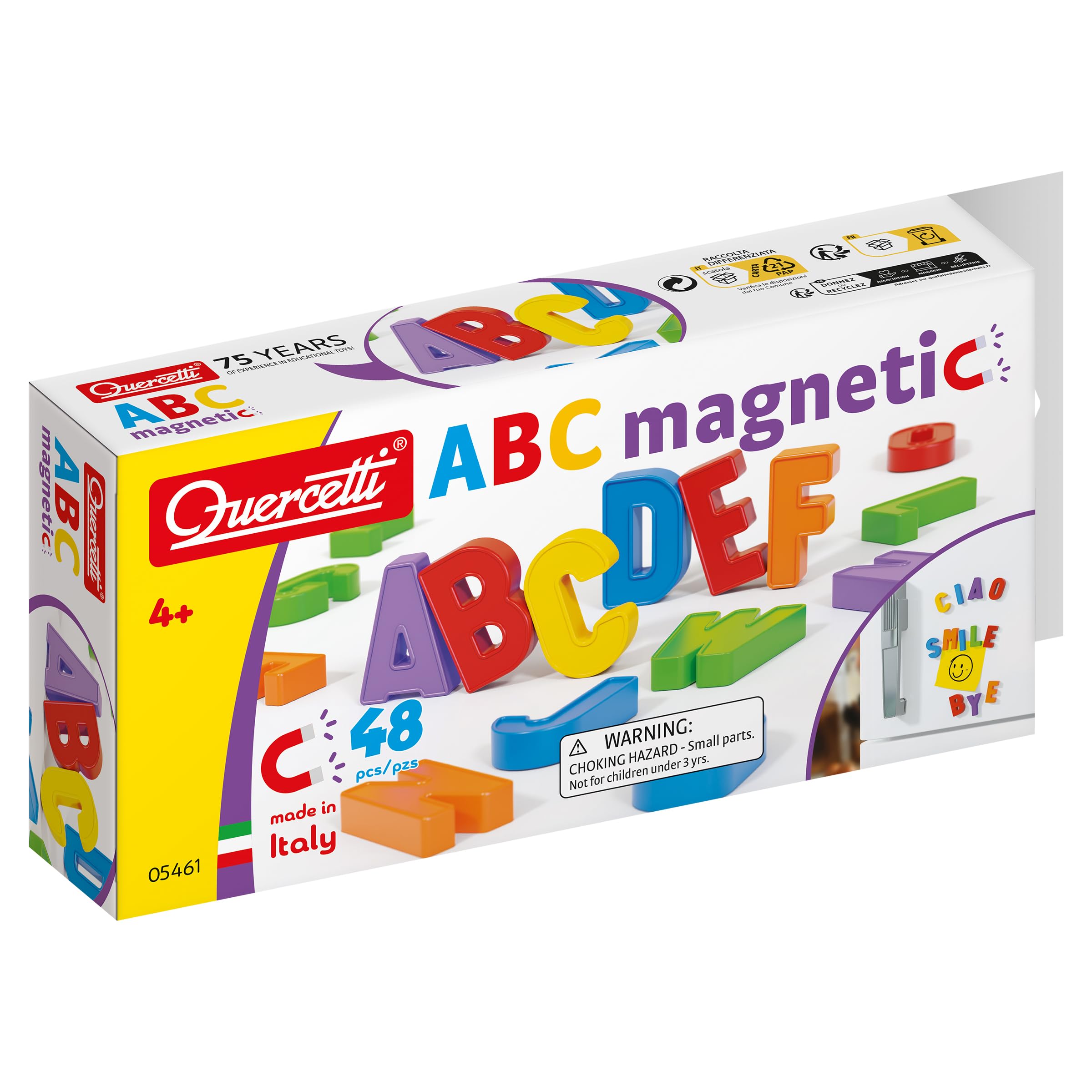 Quercetti Refill 48 Upper Case Letters, For Use on Any Magnertic Surface, Toys & Playboards for Boys and Girls Ages 4+