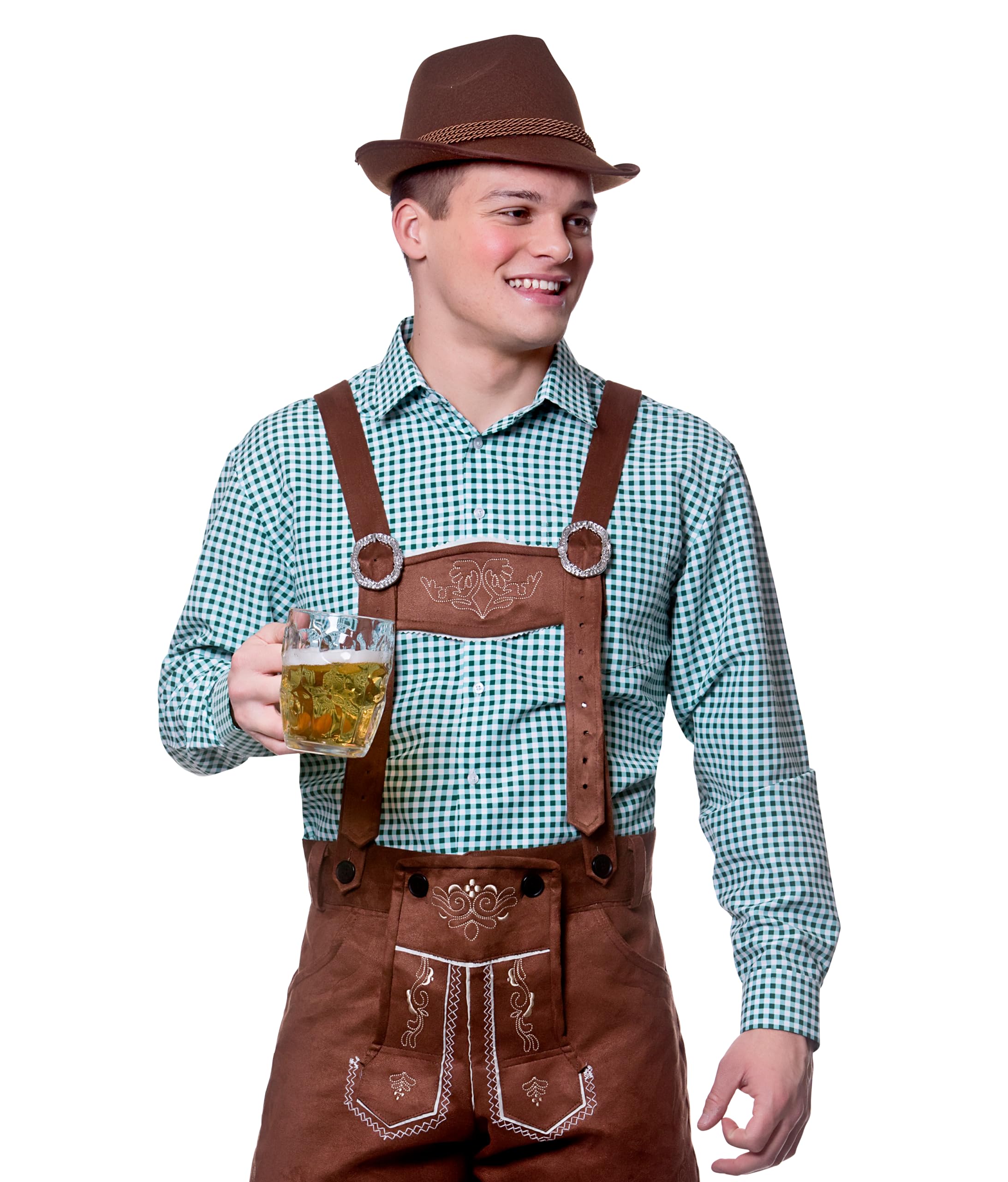 Wicked Costumes Mens Green Checkered Bavarian Oktoberfest Shirt - Small