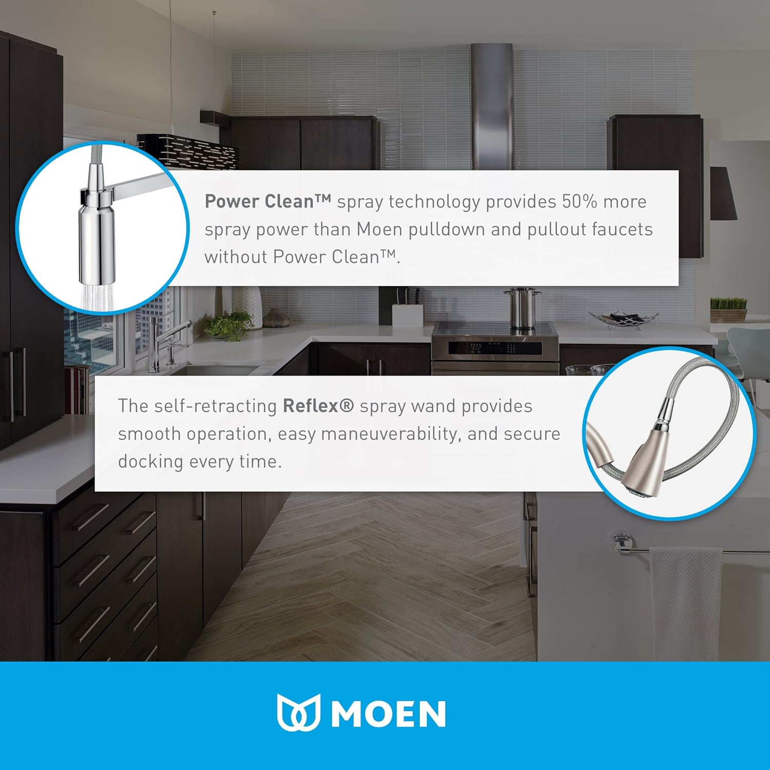 Moen 5965BG Align One-Handle Pulldown Bar Faucet with Power Clean featuring Reflex, Brushed Gold - - 