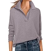 ANRABESS Womens Polo V Neck Long Sleeve Sweaters Lightweight Dressy Casual Business Basic Knit Pullover Top 2025 Fall Outfits