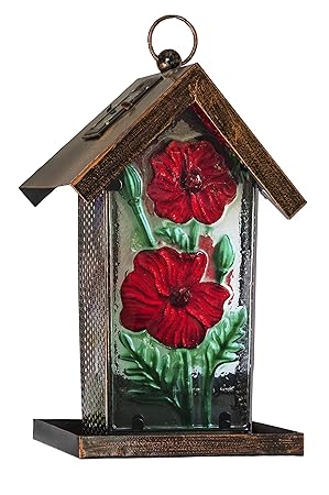 Fountasia Solar Powered Bird Feeder Poppy Design Amazon Co Uk